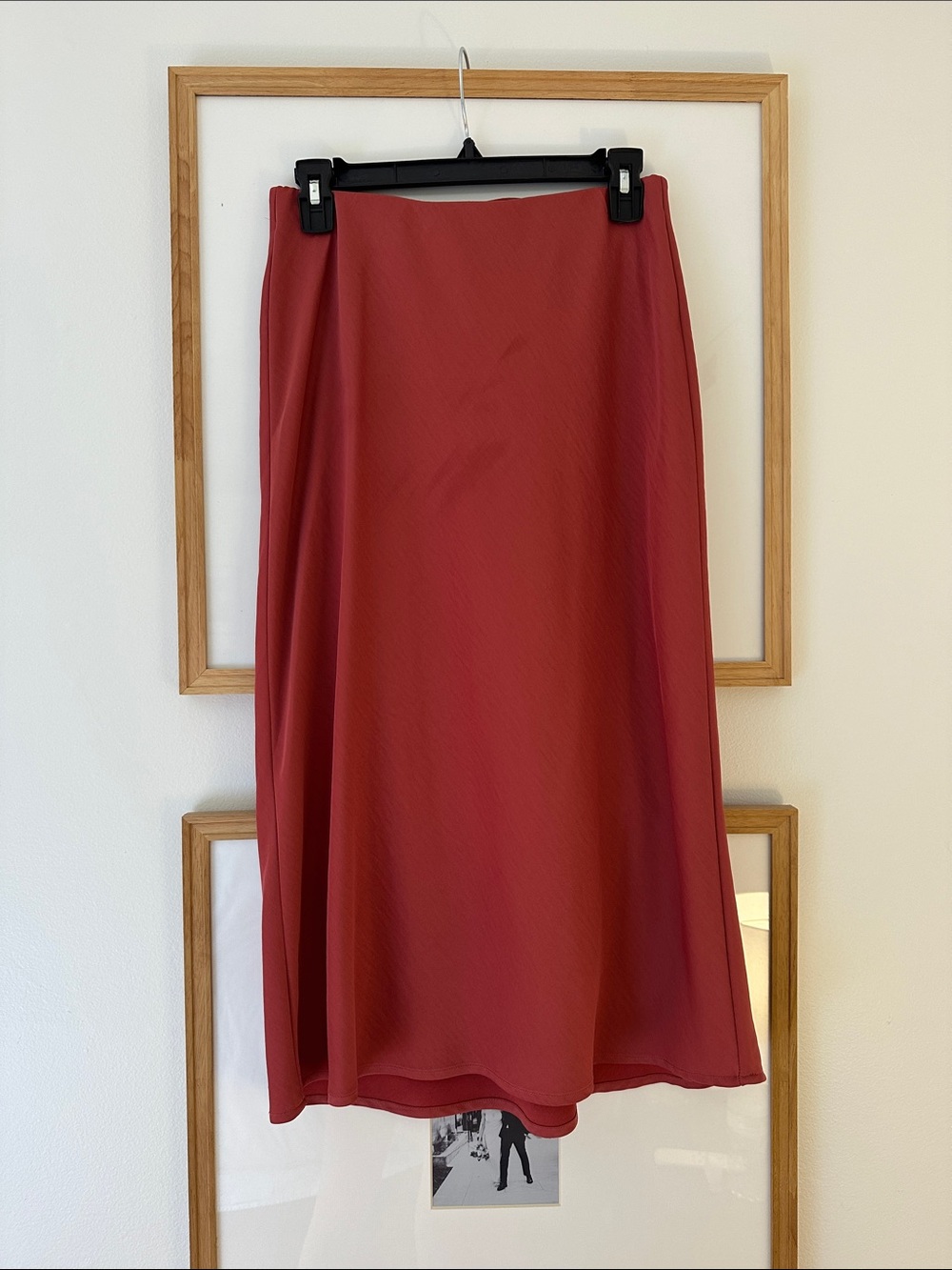 a new day Coral-Red Midi Skirt